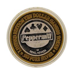 .999 Silver Peppermill Hotel Casino Reno, NV $10 Casino Limited Edition Gaming T