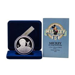 1988 Rarities Mint Walt Disney 60 Years Mickey & Walt 5oz .999 Silver Coin w/Box