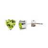Image 2 : 14KT White Gold 2.00 ctw Heart Shaped Peridot Stud Earrings
