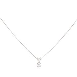 14KT White Gold 0.19 ctw Diamond Solitaire Pendant with Chain