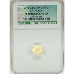 2013 Great Britain 1 Pound Gold Coin NGC PF70 Ultra Cameo