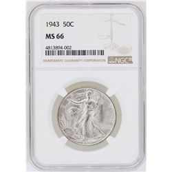 1943 Walking Liberty Half Dollar Coin NGC MS66