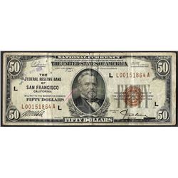1929 $50 Federal Reserve Bank of San Francisco Note