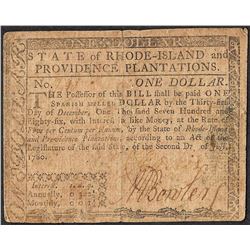 July 2, 1780 $1 Rhode Island Colonial Currency Note