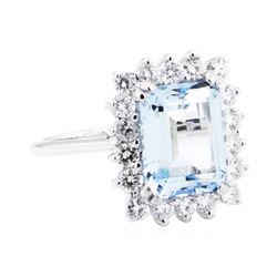 14KT White Gold 3.80 ctw Aquamarine and Diamond Ring