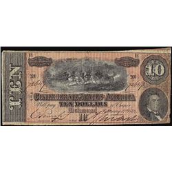 1864 $10 Confederate States of America Note