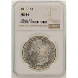 1881-S $1 Morgan Silver Dollar Coin NGC MS64