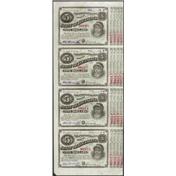 Uncut Sheet of (4) State of Louisiana Baby Bond Obsolete Notes
