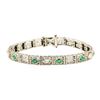 Image 1 : 14KT White Gold 1.72 ctw Emerald and Diamond Bracelet