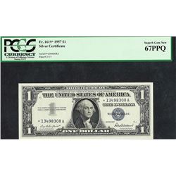 1957 $1 Silver Certificate STAR Note PCGS Superb Gem New 67PPQ