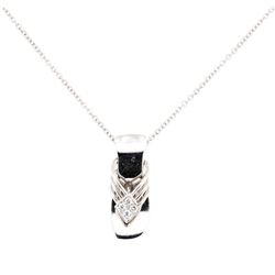 18KT White Gold Sandal 0.10 ctw Diamond Pendant with 14KT White Gold Chain