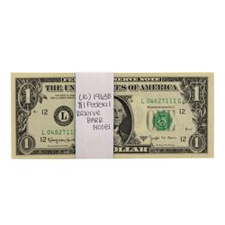 Lot of (10) Uncirculated 1963B $1 Federal Reserve BARR Notes