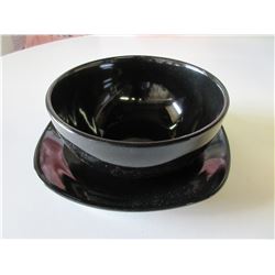 Set of 4 New Soup Bowls and Plates / Black