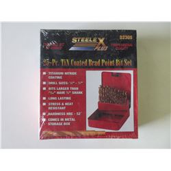 New 25 piece Drill Bit Set / Brad point for wood 1/8 - 1/2 inch with metal case