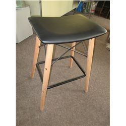 New Wood Leg and Metal Stool / 16 x 12 x 26 tall