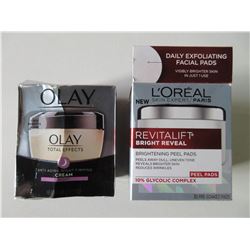New OLAY Total Effects 7 in 1  & L' OREAL Revitalift bright reveal peel pads