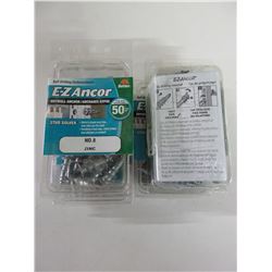 4 New packs of E-Z Anchors for drywall / no.8  zinc self drilling 20 pieces per