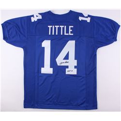 Y. A. Tittle Signed Giants Jersey Inscribed "HOF 71" (JSA COA)