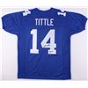 Image 1 : Y. A. Tittle Signed Giants Jersey Inscribed "HOF 71" (JSA COA)