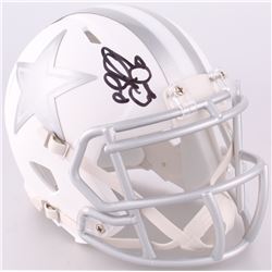 Emmitt Smith Signed Cowboys Custom Matte White ICE Mini Speed Helmet (JSA COA)