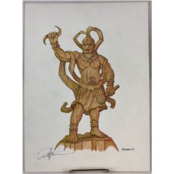 Wishmaster (1997) - Ahura Mazda Statue Signed Color Concept Art