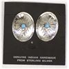 Image 1 : Navajo Silver Turquoise Concho Clip-On Earrings