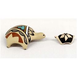 2 Native American Pottery Turtles