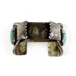 Navajo Old Pawn Silver & Turquoise Watch Bracelet