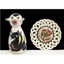 Portuguese Bull Pitcher & Spanish Plate