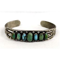 Navajo Fred Harvey Sterling Turquoise Bracelet