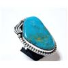 Image 1 : Large Navajo Sterling Turquoise Ring, Size 9.5