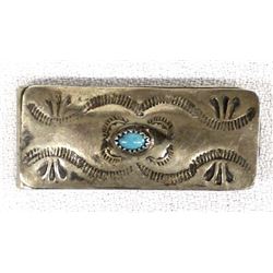 Navajo Old Pawn Sterling Turquoise Money Clip