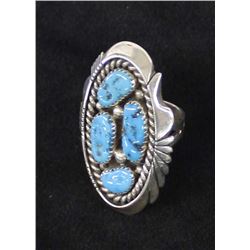 Beautiful Navajo Sterling Turquoise Ring Sz6