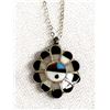 Image 1 : Zuni Sterling Inlay Sun God Pendant Necklace