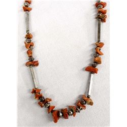 Vintage Navajo Silver and Branch Coral Necklace