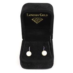 London Gold 14KT White Gold and Pearl Earrings