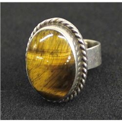 Mexican Taxco Sterling Tiger's Eye Adjustable Ring