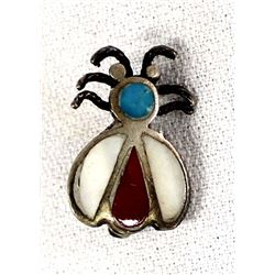 Native American Zuni Sterling Inlay Bug Pin