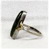 Image 2 : Estate 10KT Gold, Sterling, and Jade Ring, Sz 7.5