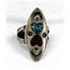 Image 1 : Native American Navajo Sterling Inlay Ring, Sz 4.5