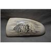 Image 1 : Large Ivory Whalestooth Scrimshaw depicting Inuit and Dog in front of Igloo