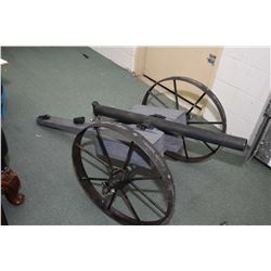 Hand Made Cannon  2" Diameter Barrel 35" Long w/ approx. 24" Wheels [ purportedly shoots half a mile