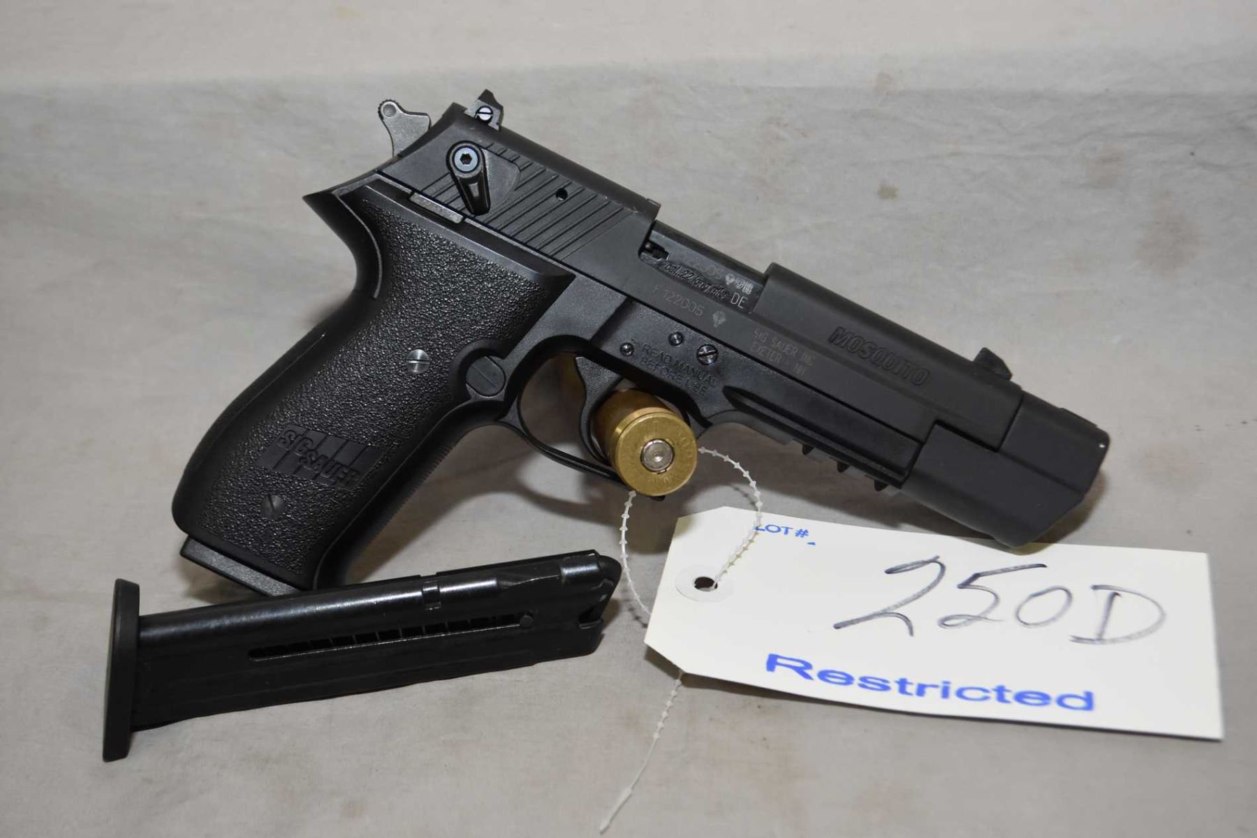Restricted Sig Sauer Model Mosquito 22 LR Cal 10 Shot Semi Auto Pistol restricted-sig-sauer-model-mosquito-22-lr-cal-10-shot-semi-auto-pistol