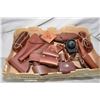 Image 1 : Large Tray Lot : Five RCMP Flap Style Holsters [ two appear as new ] - Three Belts [ two appear as n