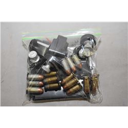 Bag Lot : Speed Loaders, .45 Auto Cal Ammo, Two Mags for ?? , Two Tokarev Mags ?, some ten full moon