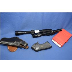 Tray Lot : Bushnell Sportview 3 x 9 x 32 Scope - Bushnell 3 - 7 Custom .22 Scope w/ base - Lee .38 S