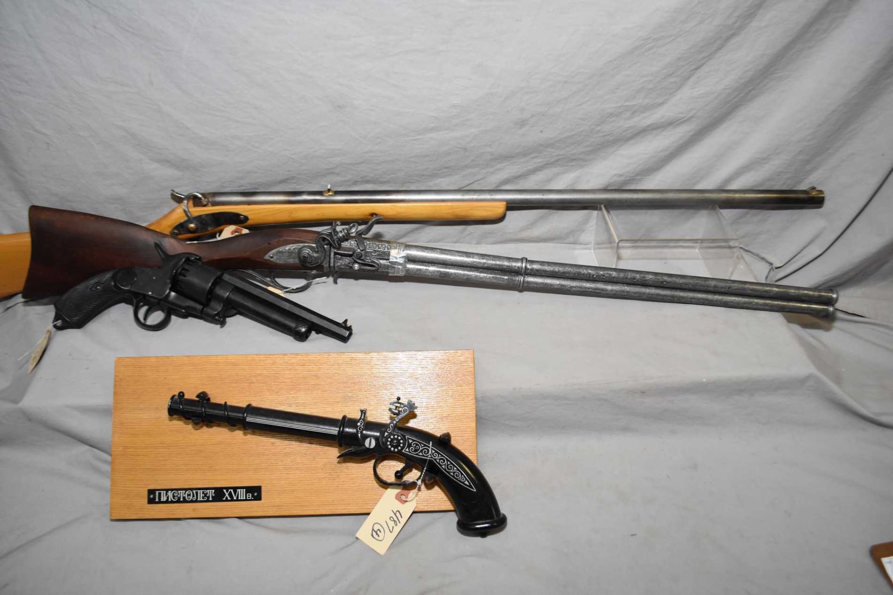 Lot of Four Decorator Items : W. Bailes Over & Under Flintlock Rifle ...