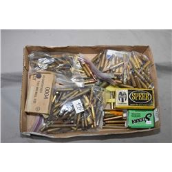 Tray Lot : Ammo & Brass including bag of 6.5 x 55 - Asstd .30 - 06 Cal - Asstd Bullets 9 MM - Collec