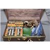 Image 1 : Vintage Brown Suitcase : with contents including 1 Box .12 Ga Shot Shells - Asstd .12 Ga in bag and 