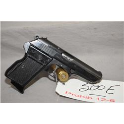 Prohib 12 - 6  CZ Model VZ0R70 7.65 MM Cal 8 Shot Semi Auto Pistol w/ 95 mm bbl [ blued finish, blac